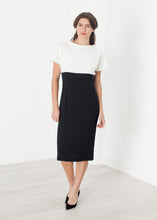 Load image into Gallery viewer, Pearl Fastened Dress in Cream/Black
